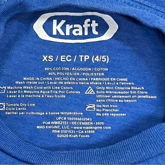kraft macaroni and cheese Instructions T Shirt xs 4t/5t Kids unisex FLAWED - Picture 3 of 7